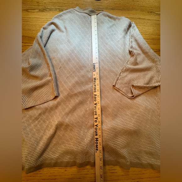 Chicos Size XL Beige Tan/White Striped Short Sleeve Open‎ Cardigan Sweater - Picture 4 of 5